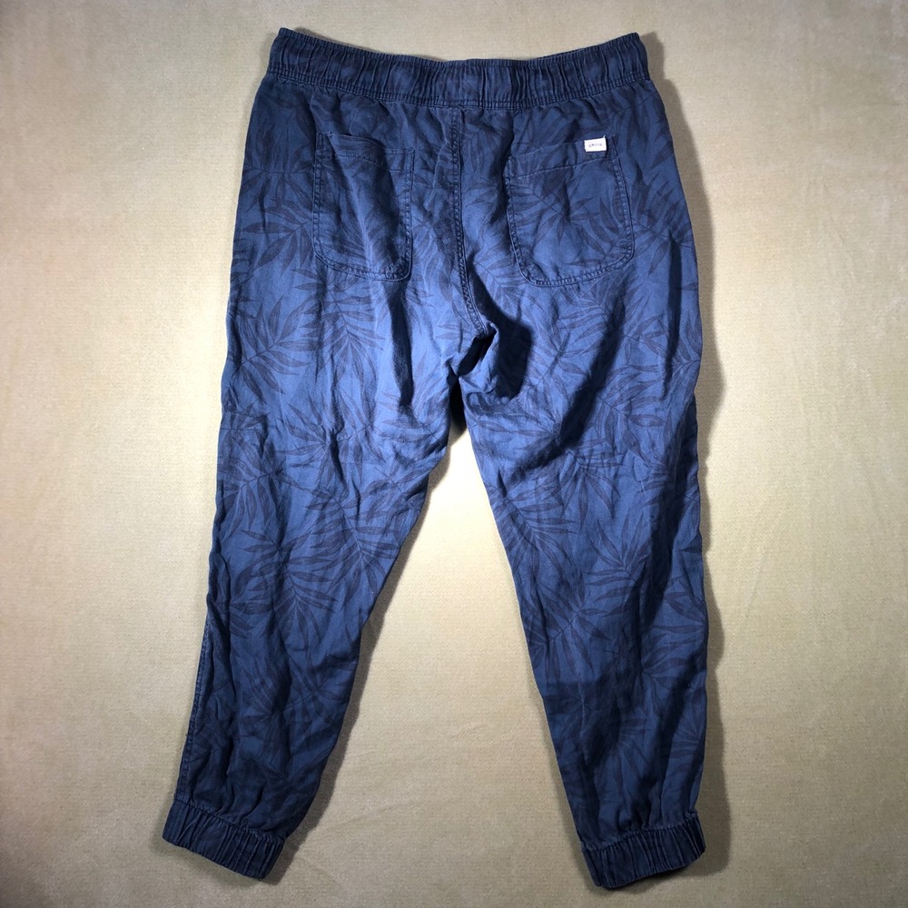 Orvis Jogger Pants Women Large Navy Blue Palm Leaf Lyocell Elastic Waist - Picture 5 of 9